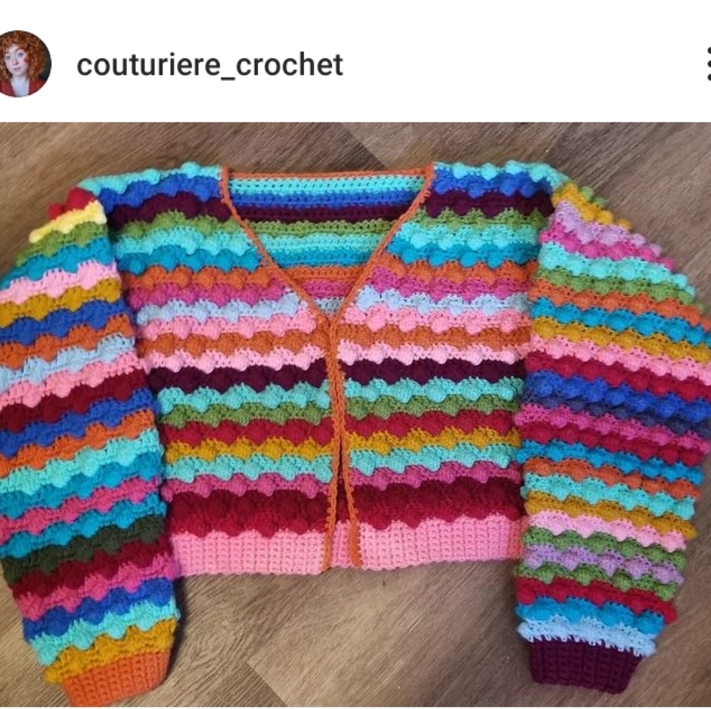 Handmade crochet rainbow cardigan